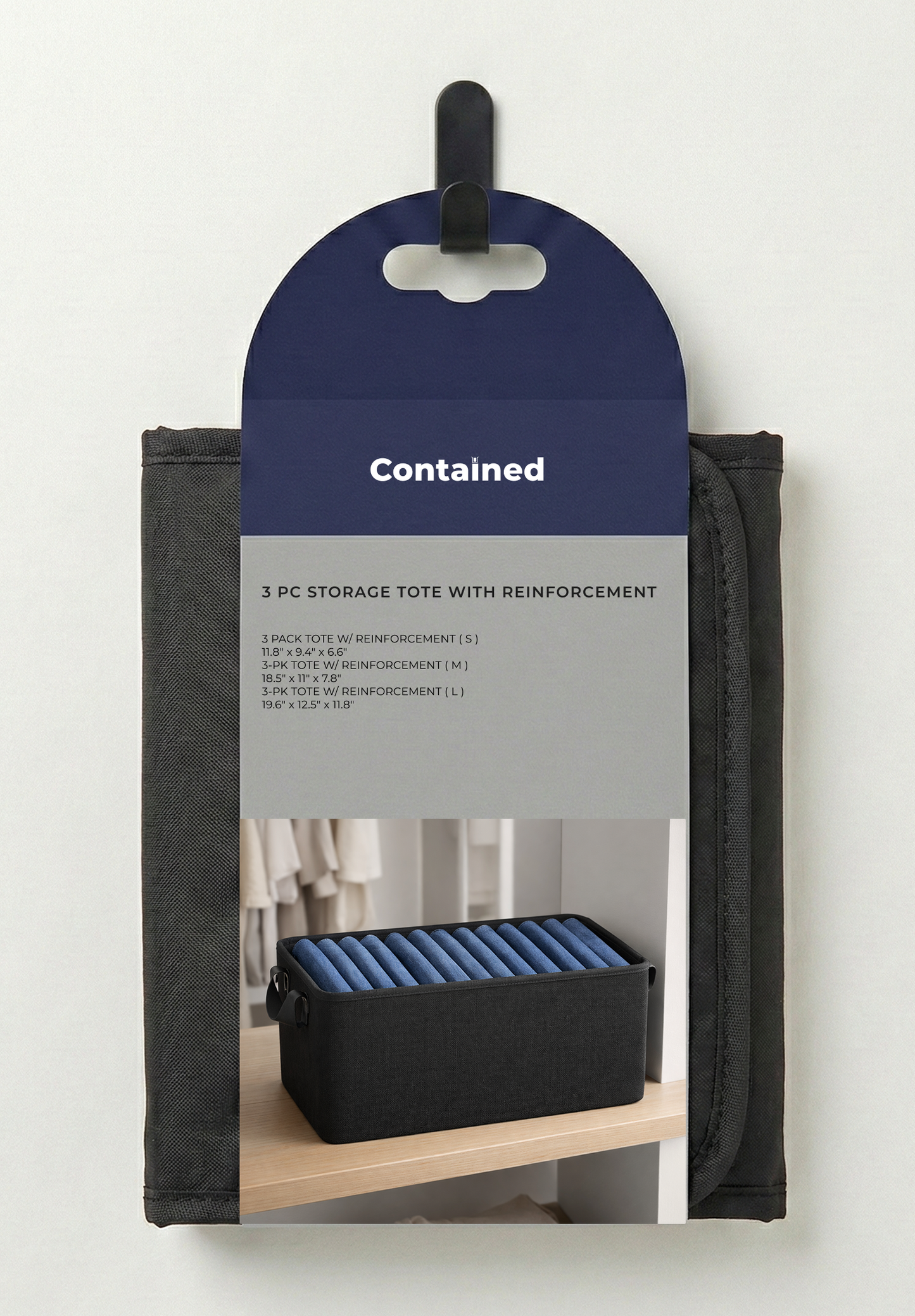 3 PC STORAGE TOTE WITH REINFORCEMENT