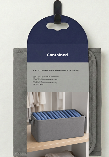 3 PC STORAGE TOTE WITH REINFORCEMENT
