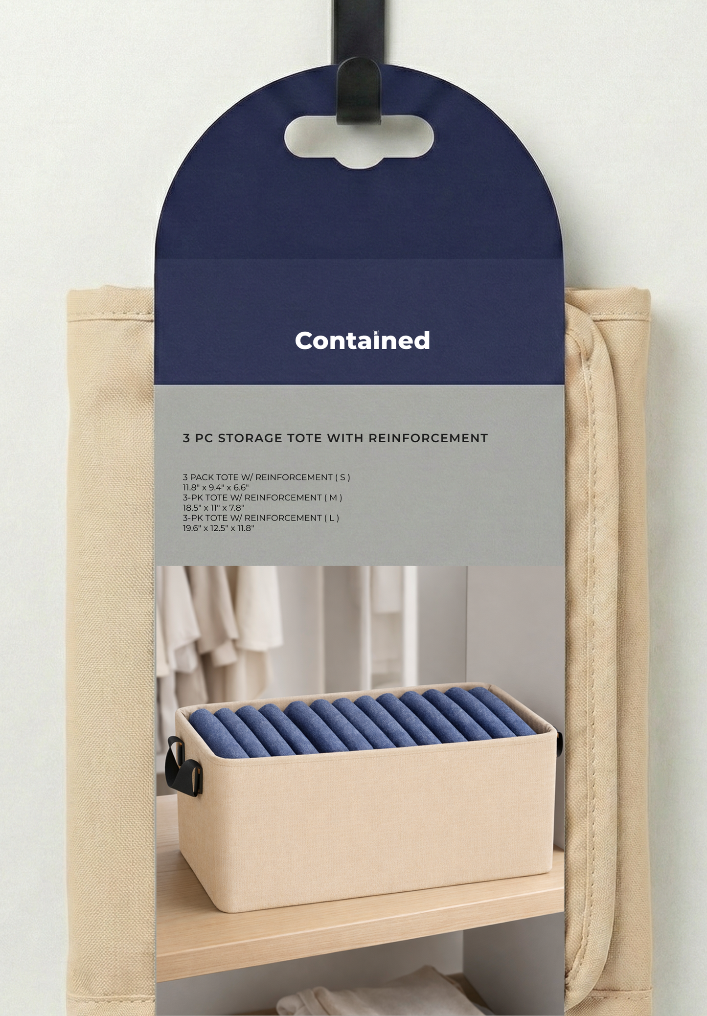3 PC STORAGE TOTE WITH REINFORCEMENT