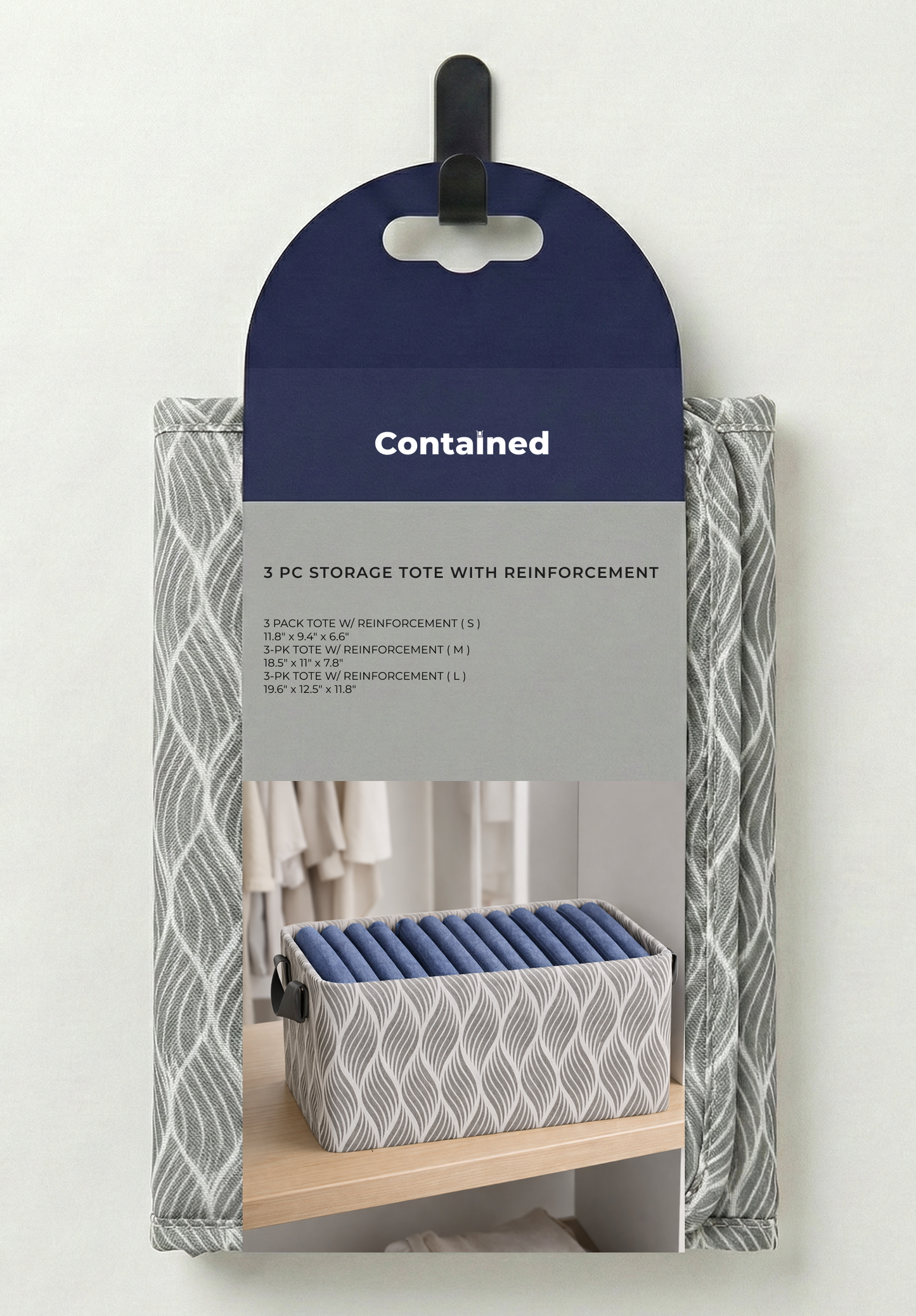 3 PC STORAGE TOTE WITH REINFORCEMENT