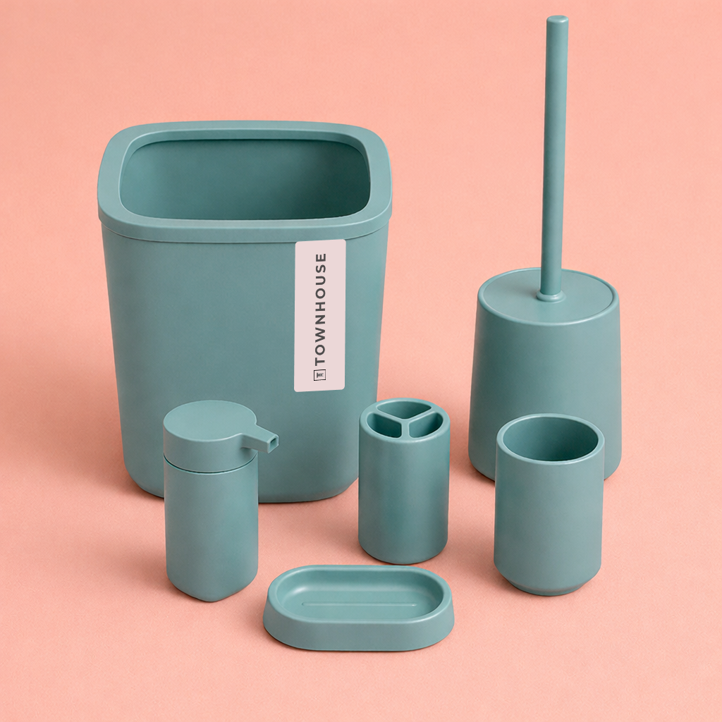 6pc Bathroom Bin & Accessories Set (PP)