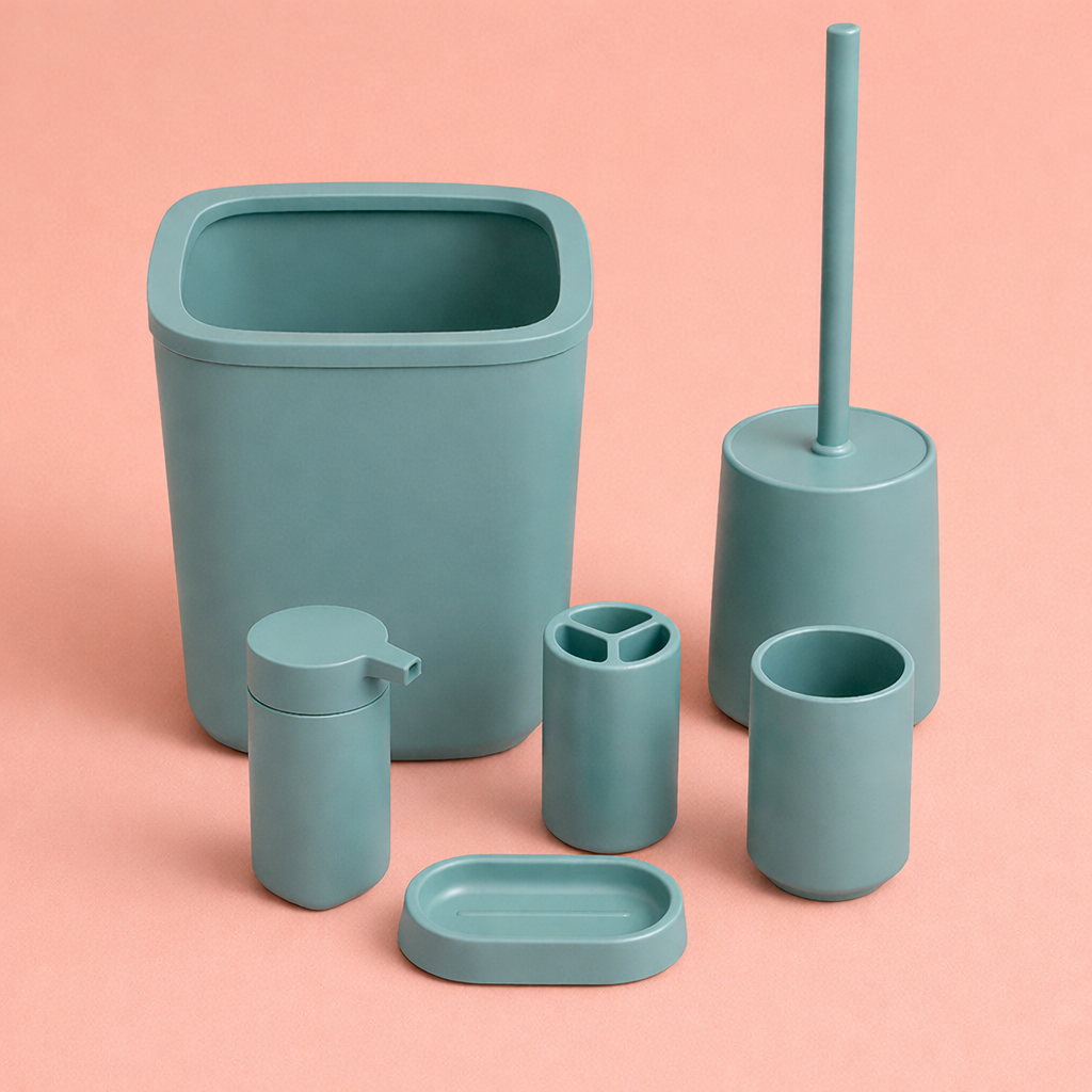 6pc Bathroom Bin & Accessories Set (PP)