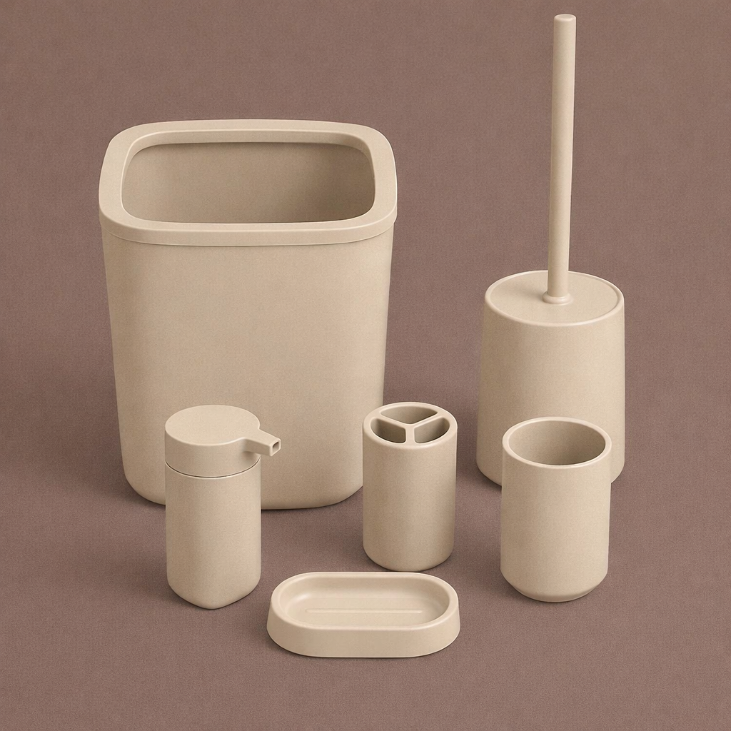 6pc Bathroom Bin & Accessories Set (PP)