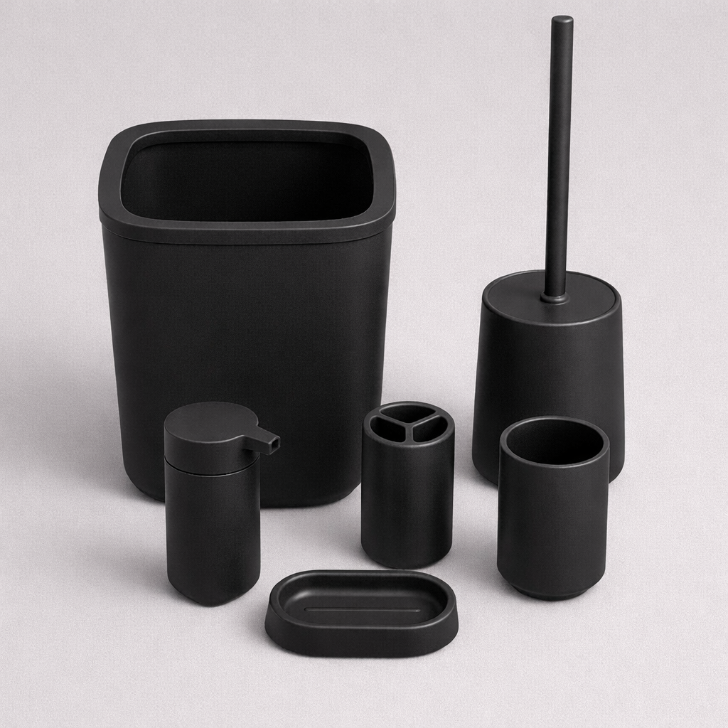 6pc Bathroom Bin & Accessories Set (PP)