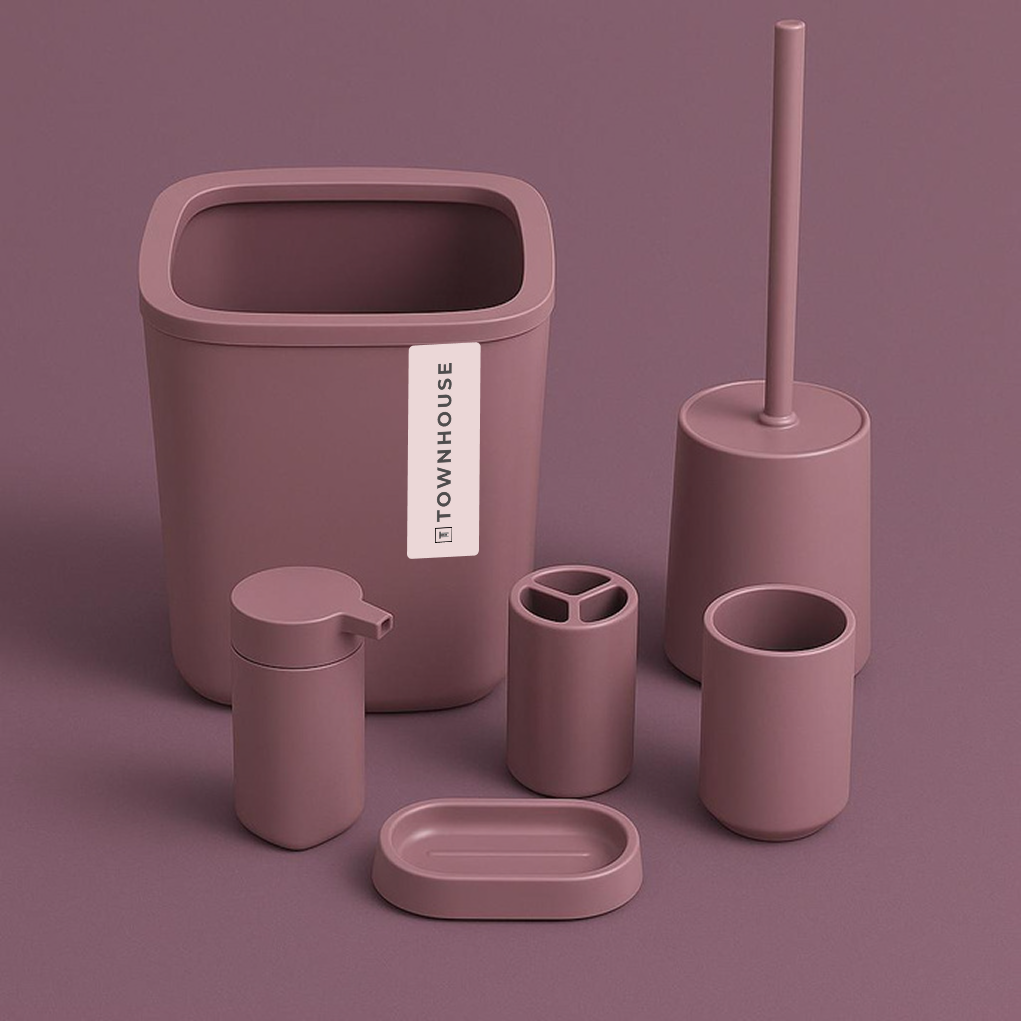 6pc Bathroom Bin & Accessories Set (PP)