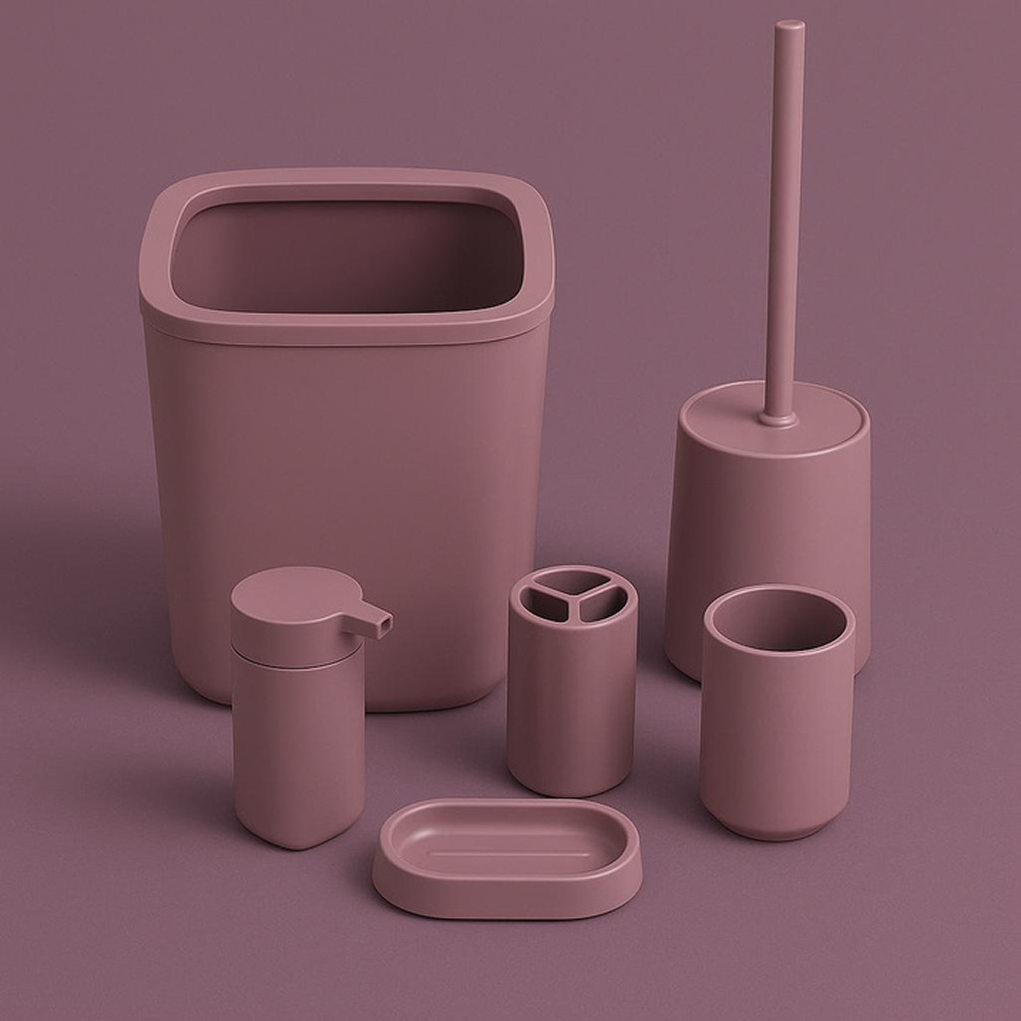 6pc Bathroom Bin & Accessories Set (PP)