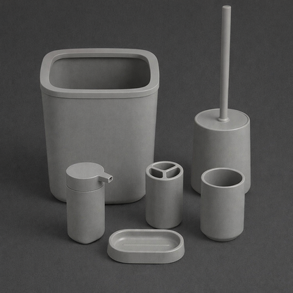 6pc Bathroom Bin & Accessories Set (PP)