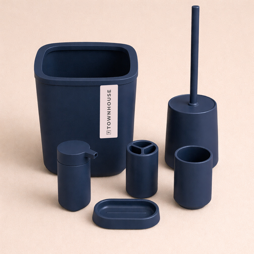 6pc Bathroom Bin & Accessories Set (PP)