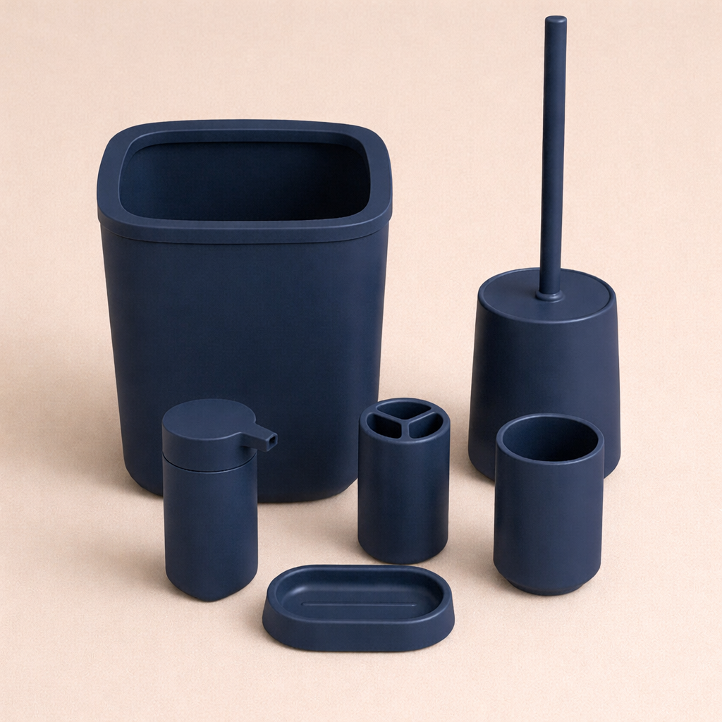 6pc Bathroom Bin & Accessories Set (PP)