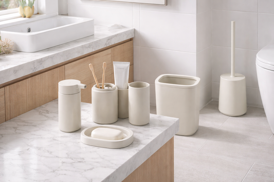 6pc Bathroom Bin & Accessories Set (PP)