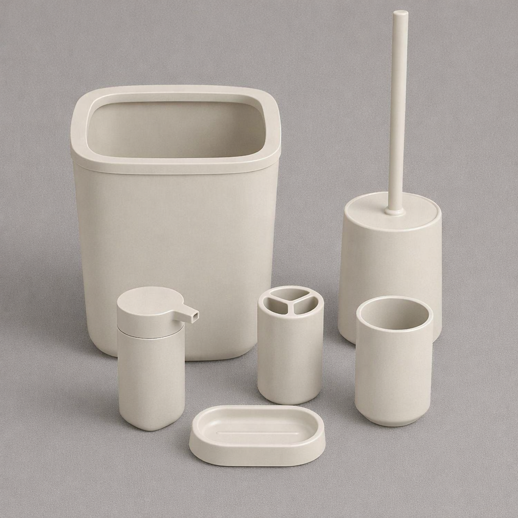 6pc Bathroom Bin & Accessories Set (PP)