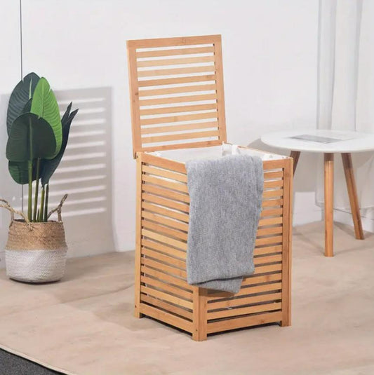 Bamboo Slatted Laundry Hamper