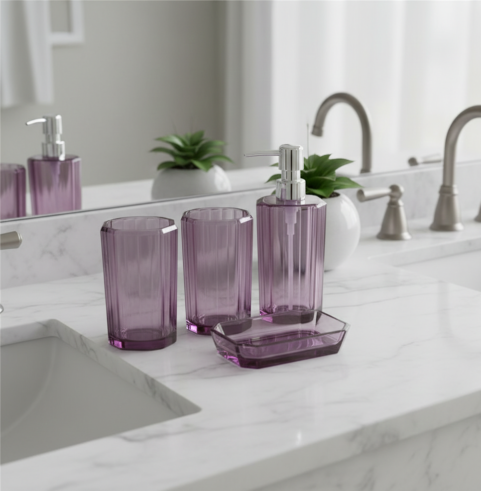 Acrylic 4pc Bathroom Tumbler Set