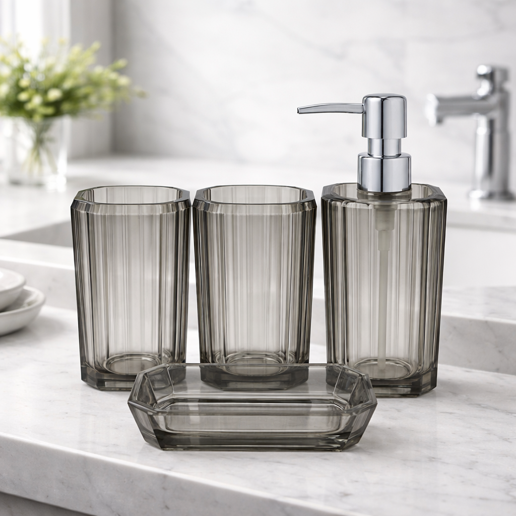 Acrylic 4pc Bathroom Tumbler Set