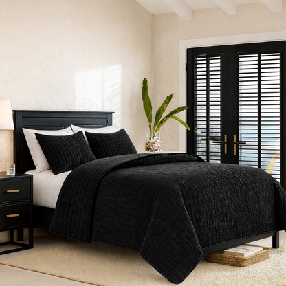 Aleda Textured Velveteen 4-pc Quilt Set
