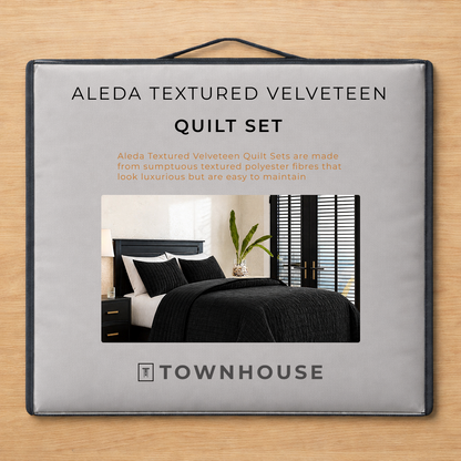 Aleda Textured Velveteen 4-pc Quilt Set