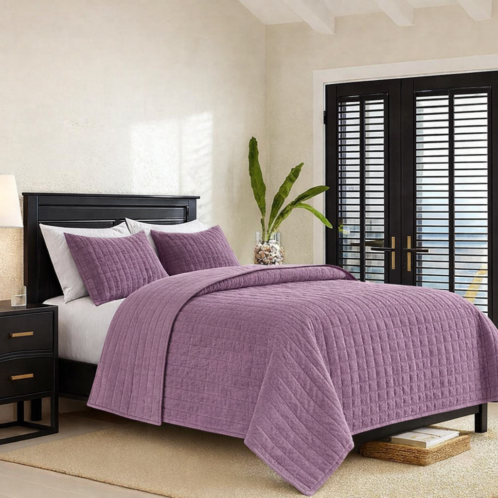 Aleda Textured Velveteen 4-pc Quilt Set