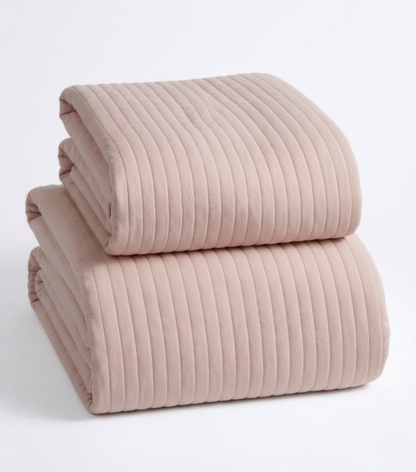 Velvet Channel-Stitched Quilt Set