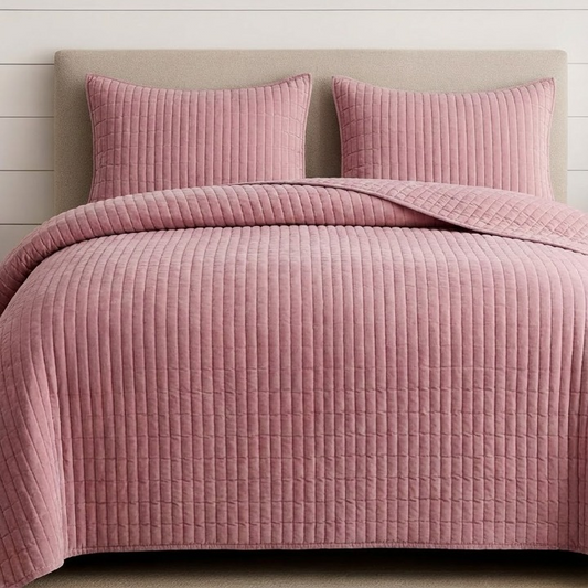 Velvet Channel Stitched Quilt Set
