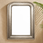 BEADED WOOD MIRROR WITH CURVED EDGES