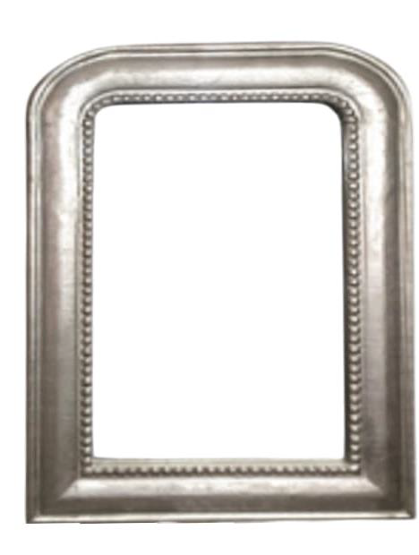 BEADED WOOD MIRROR WITH CURVED EDGES