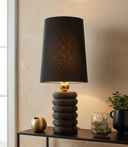 BLACK AND GOLD WOODEN TABLE LAMP