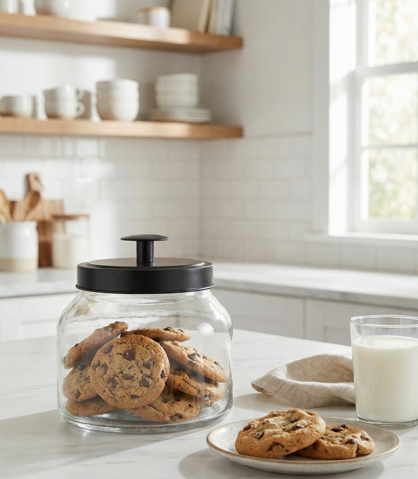 BLACK METAL TOP GLASS JAR 1500ML