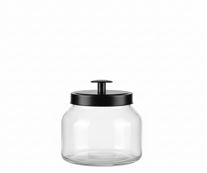 BLACK METAL TOP GLASS JAR 1500ML