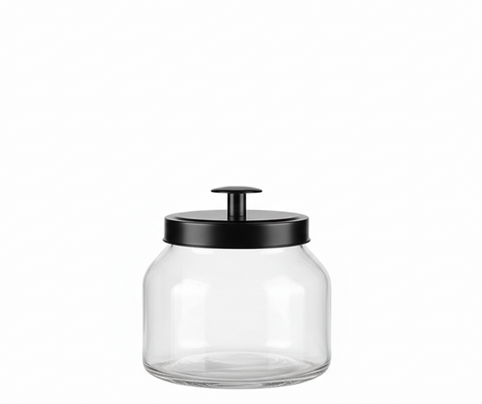 BLACK METAL TOP GLASS JAR 1500ML