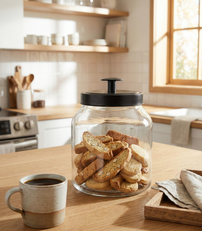 BLACK METAL TOP GLASS JAR 2000ML