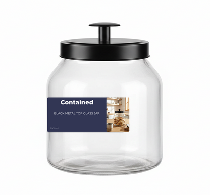 BLACK METAL TOP GLASS JAR 2000ML