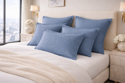 COTTON LINEN BLEND CUSHION WITH DOWN FEATHER FILLING