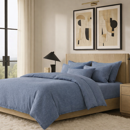 COTTON LINEN BLEND SLD DUVET SET