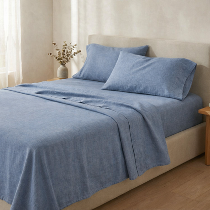 COTTON LINEN BLEND SLD SHEET SET