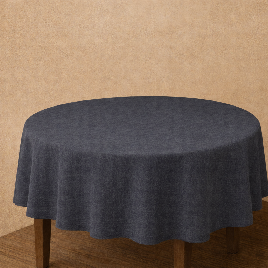 COTTON LINEN BLEND ROUND TABLECLOTH