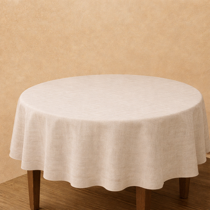 COTTON LINEN BLEND ROUND TABLECLOTH