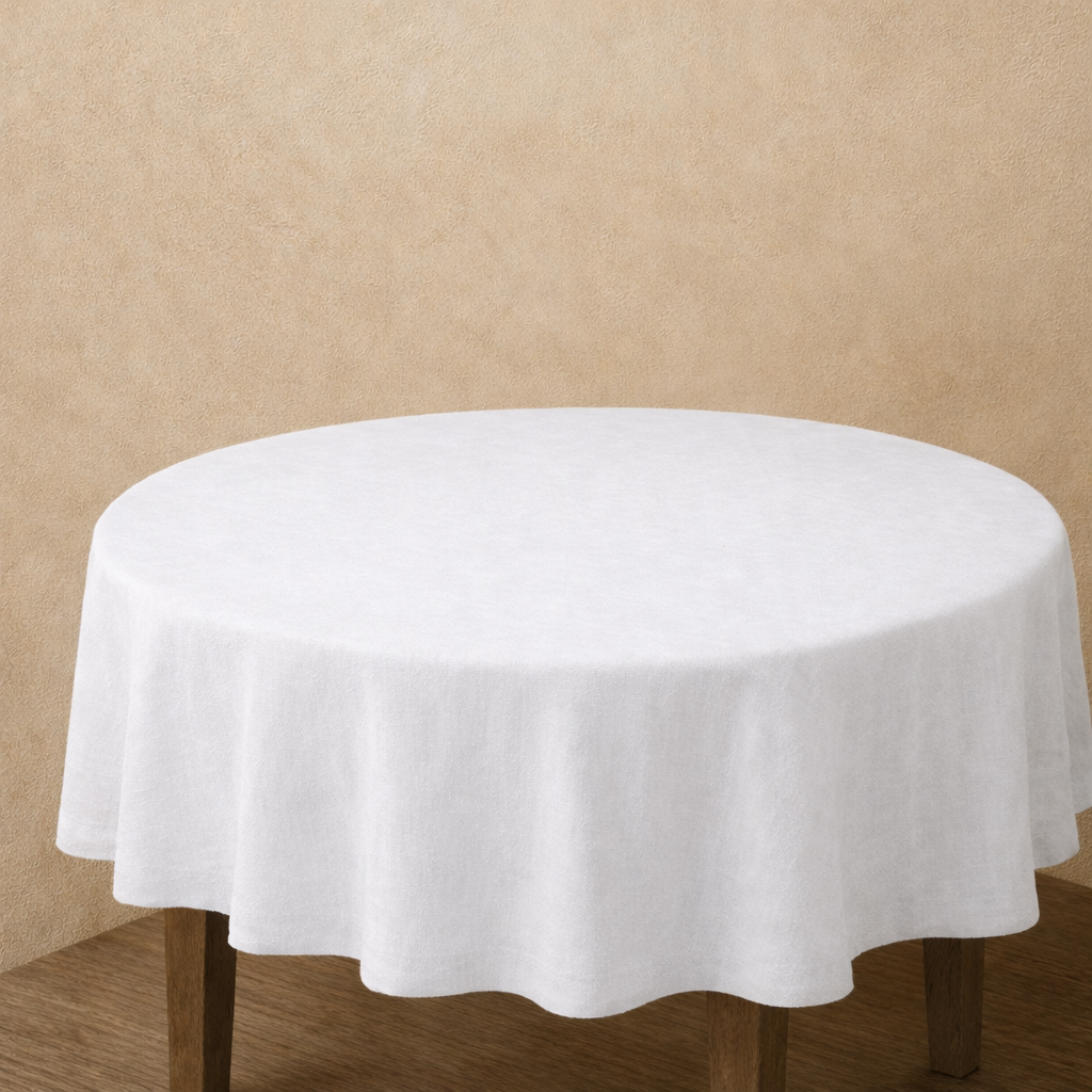 COTTON LINEN BLEND ROUND TABLECLOTH