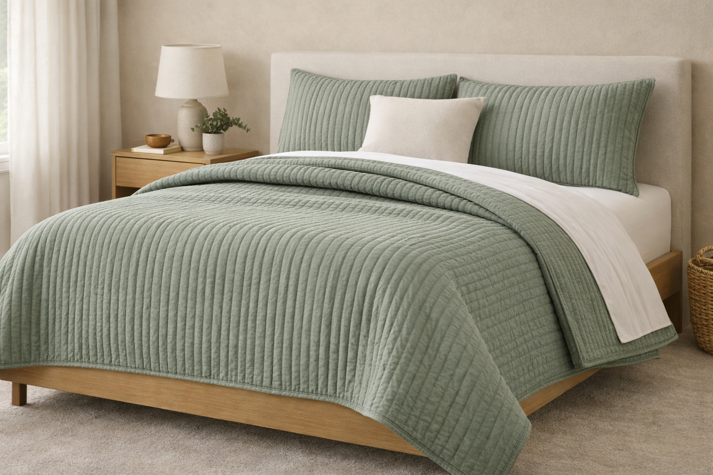 COTTON VOILE MADDIE CHANNEL STITCH QUILT SET