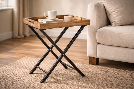 FOLDING CROSS LEG SIDE TRAY TABLE
