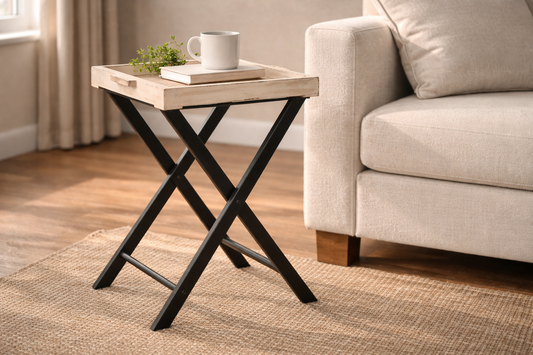 FOLDING CROSS LEG SIDE TRAY TABLE