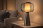 GLASS AND METAL TABLE LAMP