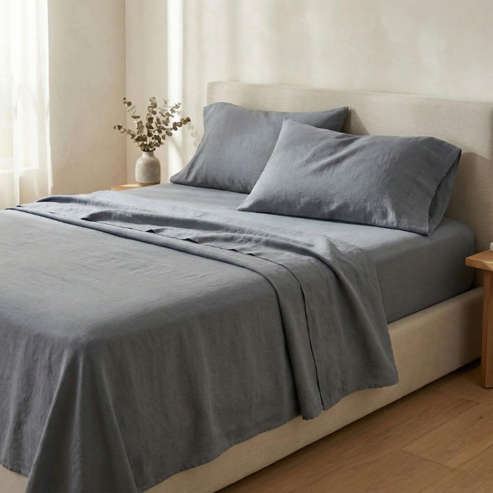 COTTON LINEN BLEND SLD SHEET SET