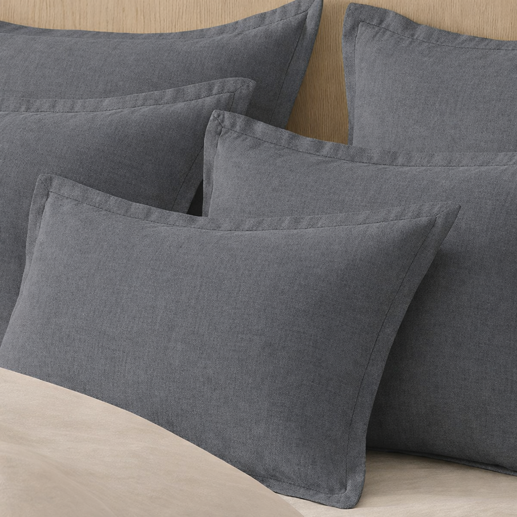 COTTON LINEN LUMBAR CUSHION WITH DOWN FEATHER FILLING