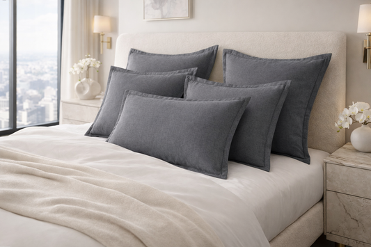 COTTON LINEN BLEND SLD P/C PAIR KING