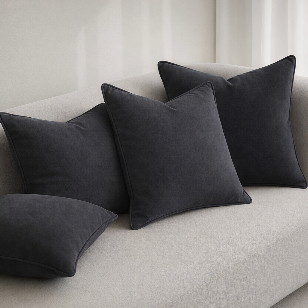 MH VELVET PIPPED VELVET CUSHION