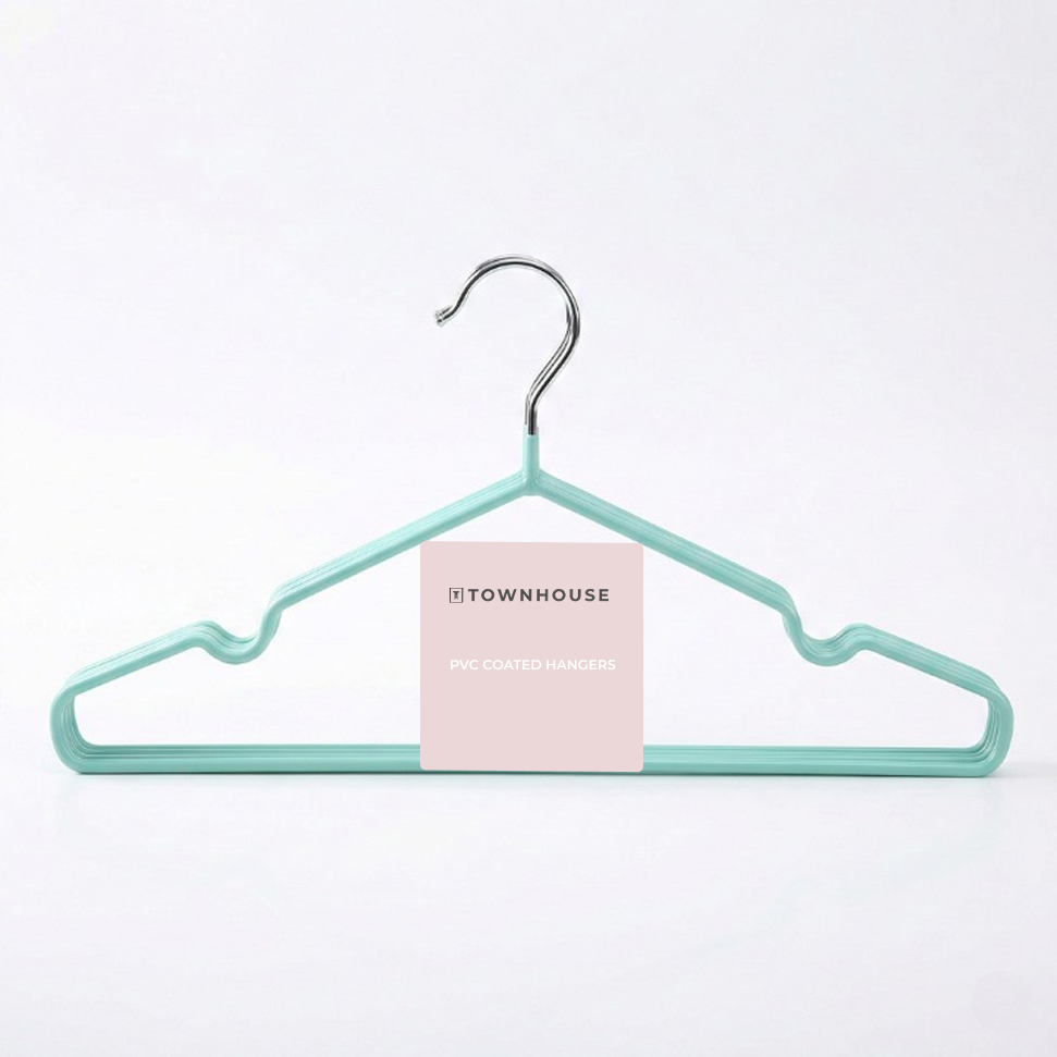 PVC Coated Shirt Hanger with Clips - 5PC