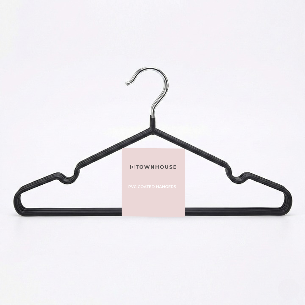 PVC Coated Shirt Hanger with Clips - 5PC