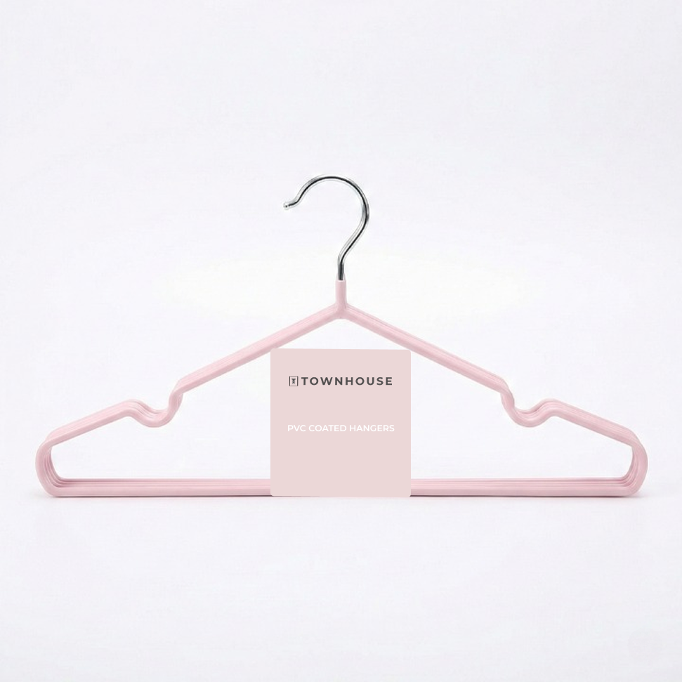 PVC Coated Shirt Hanger with Bar - 10PC