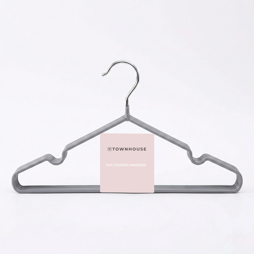 PVC Coated Shirt Hanger with Clips - 5PC