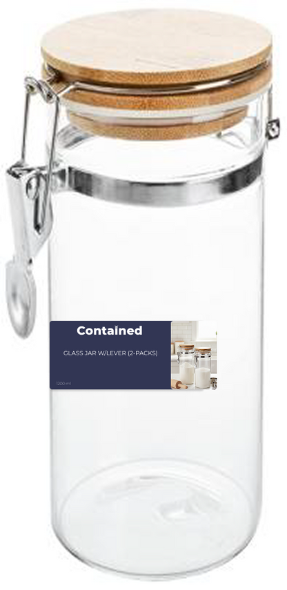 2 PC GLASS JAR W/ LEVER 1200ML
